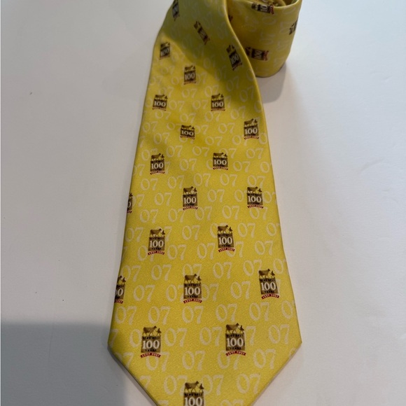 Rare Blue Bell Tie 100 Years Gold Yellow Ice Cream Rare 100% Silk - Picture 1 of 5
